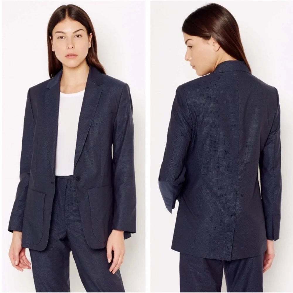 Equipment Navy Blue Jay School Boy Polkadot Print Blazer Size 4
